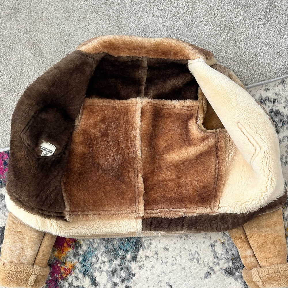 Handmade One of a Kind Rare Patchwork Shearling Cropped Penny Lane Coat XS/S - Picture 8 of 9